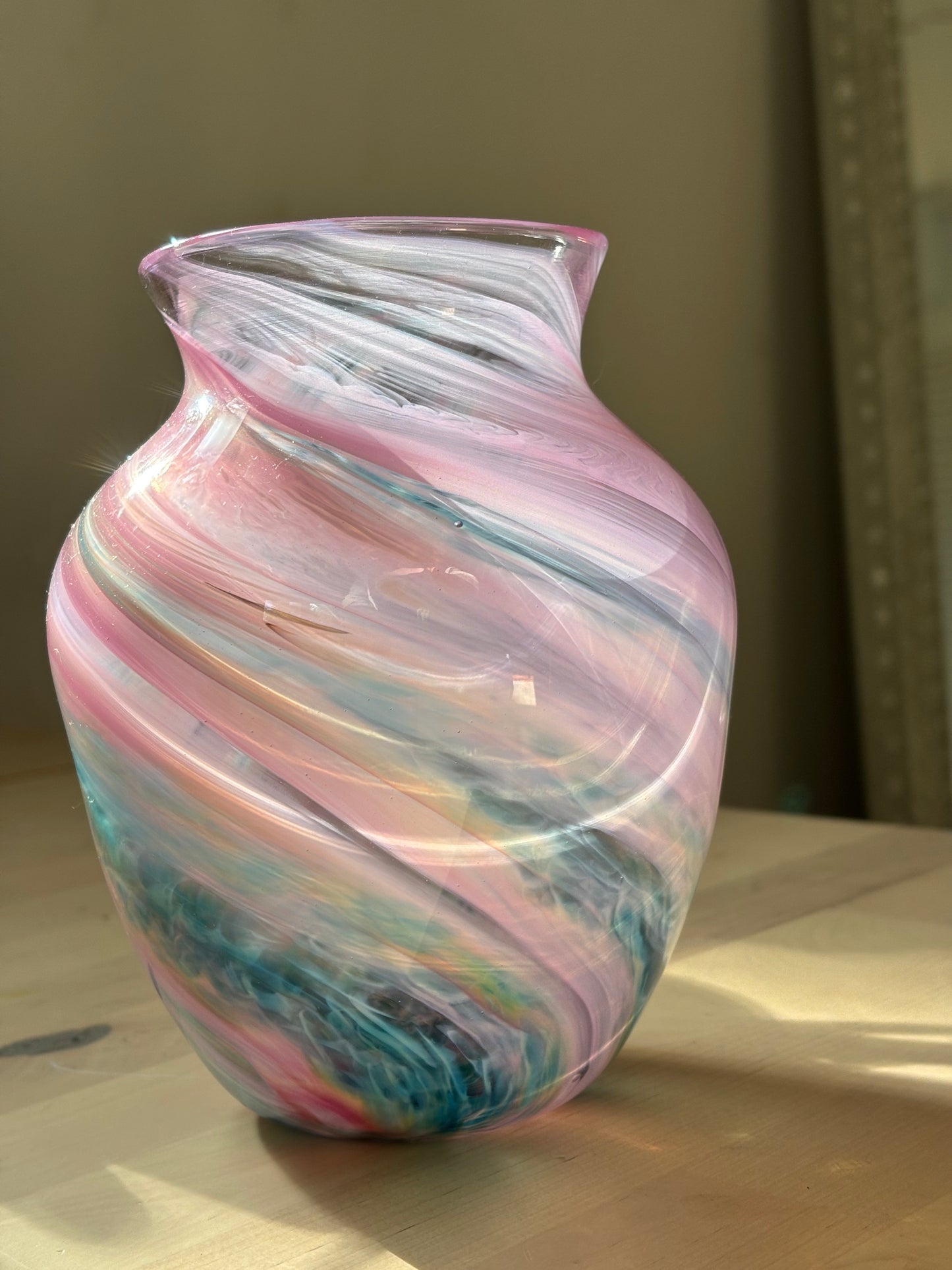 Handblown Glass Vase – Cotton Candy Sunset