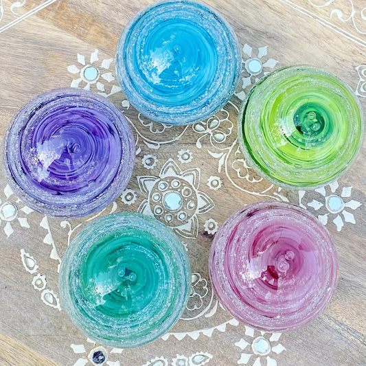 Cremation glass keepsake with ashes infused in molten glass - the pastel collection