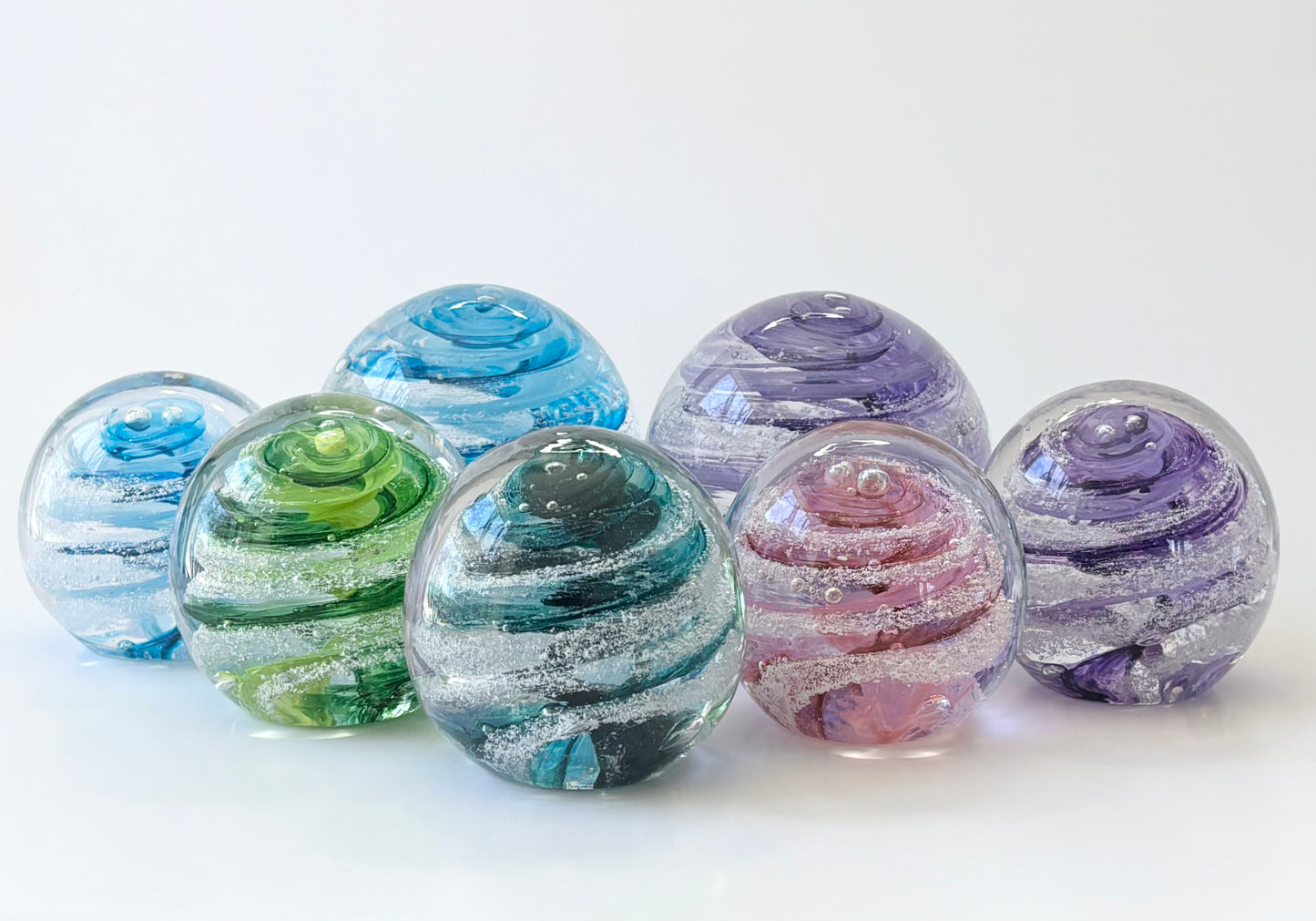 Handblown glass keepsake in mini size with your color choices, glitter accents and ashes
