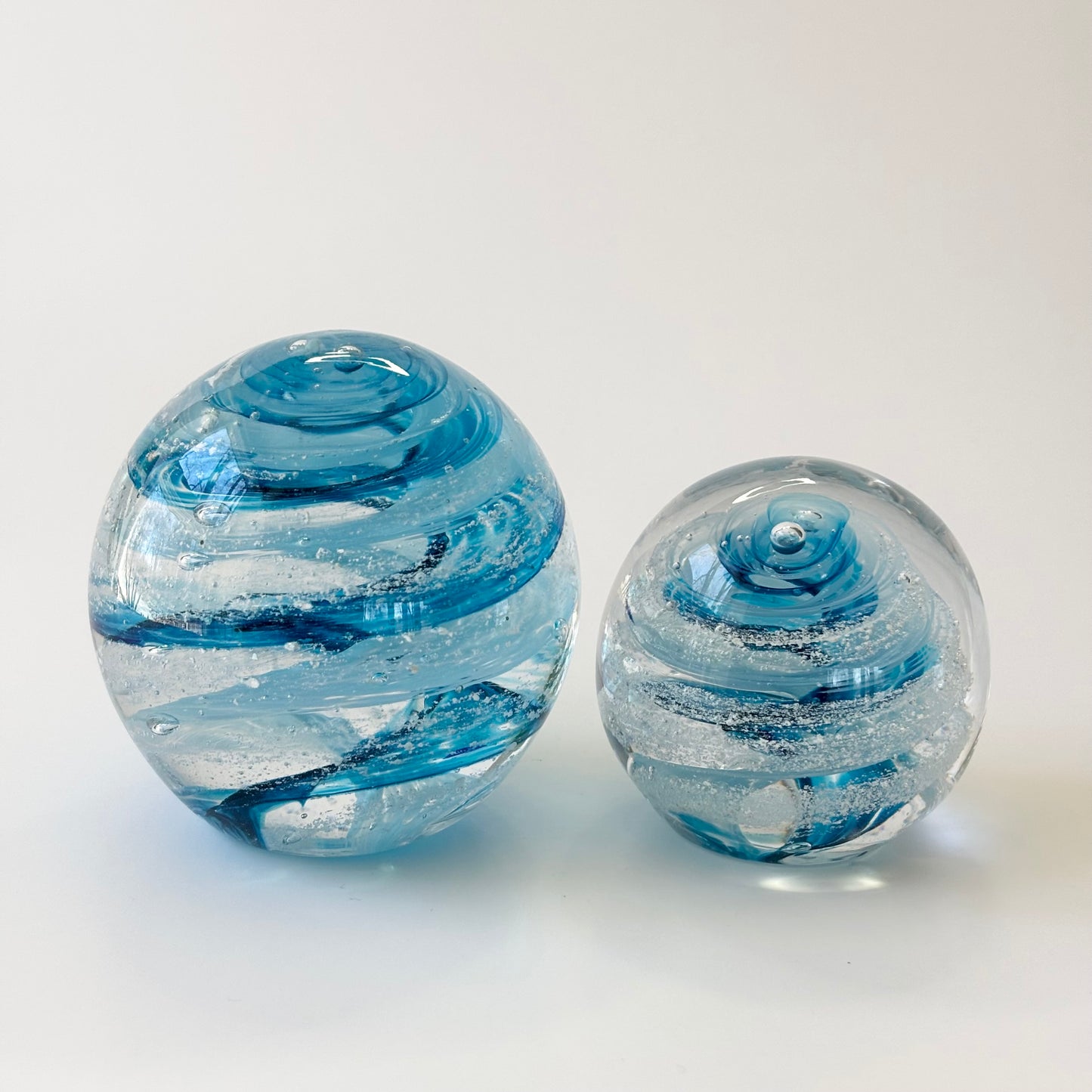 Custom mini tribute orb with swirling blues side by side for comparison