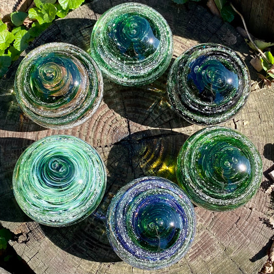 Cremation glass keepsake aventurine green sparkle collection