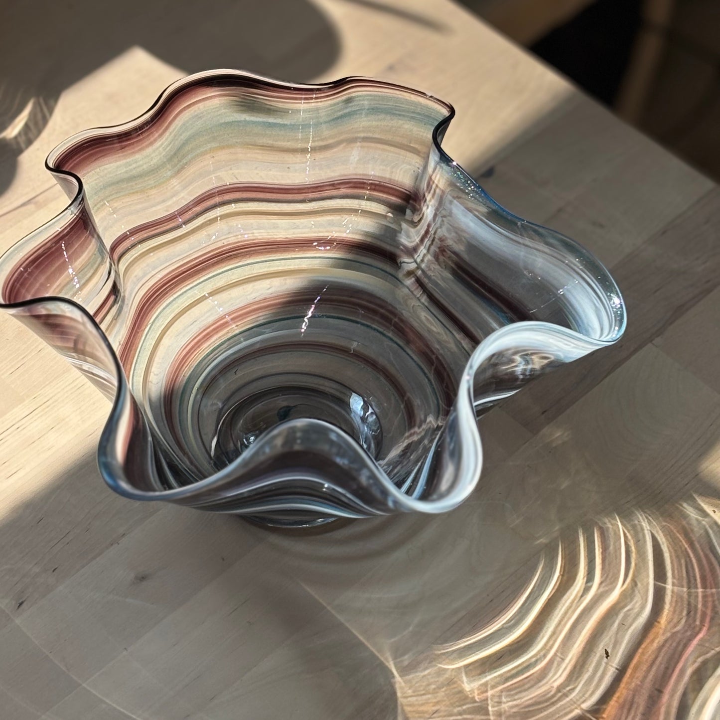 Flutter Bowl - Black & Blue Spiral