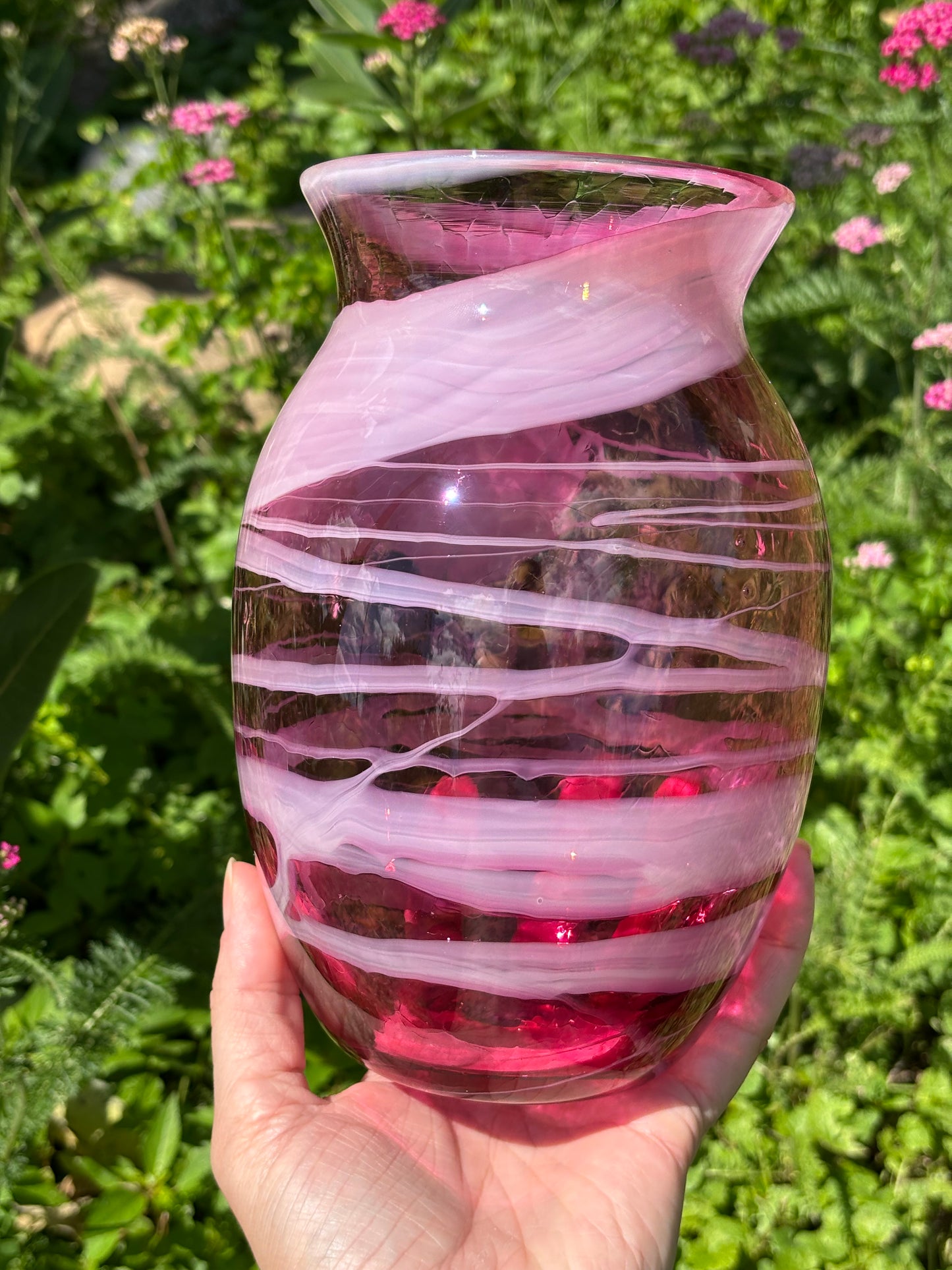Handblown Glass Vase – Fuchsia Wave