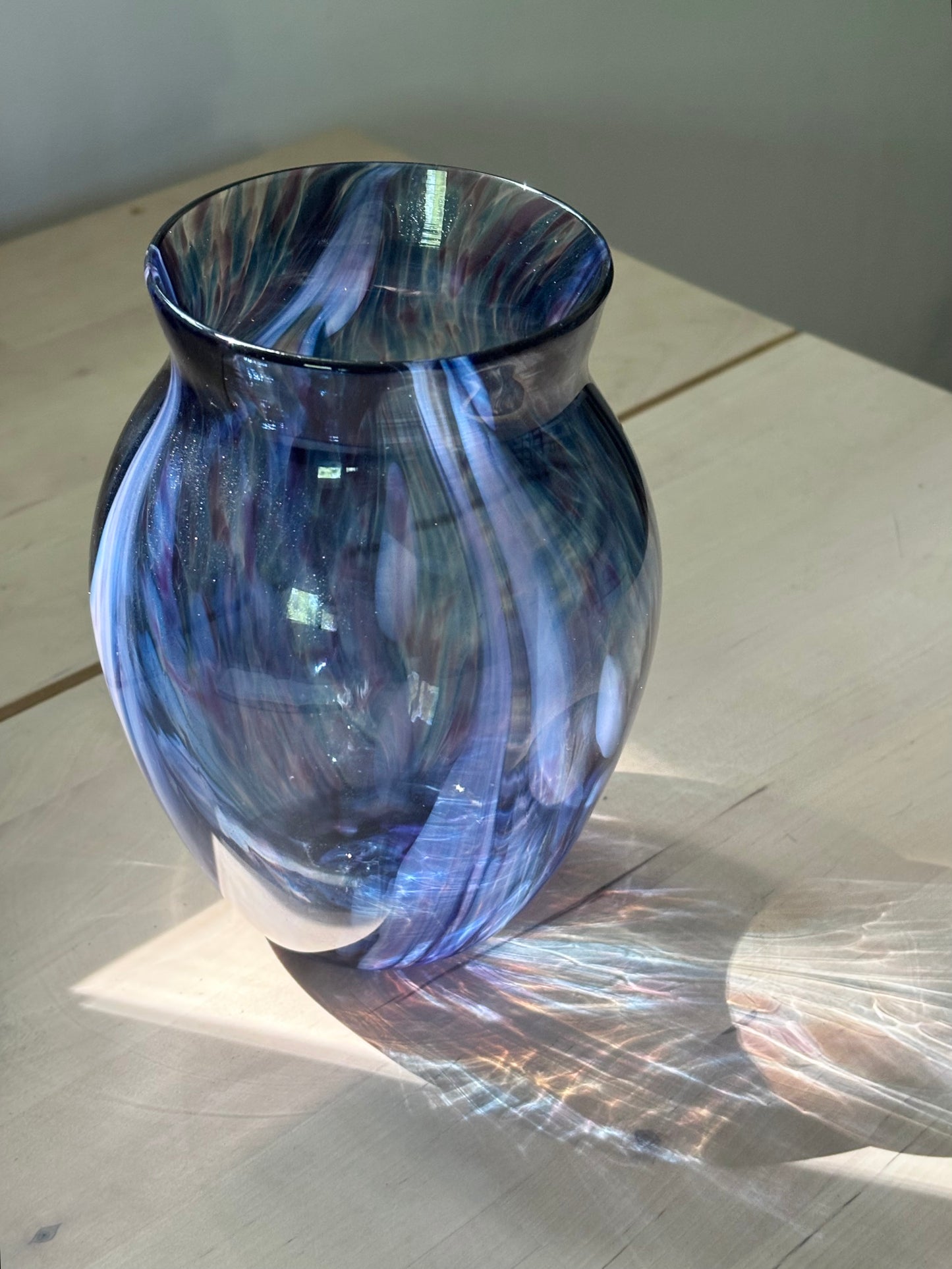 Handblown Glass Vase – Indigo Sparkle