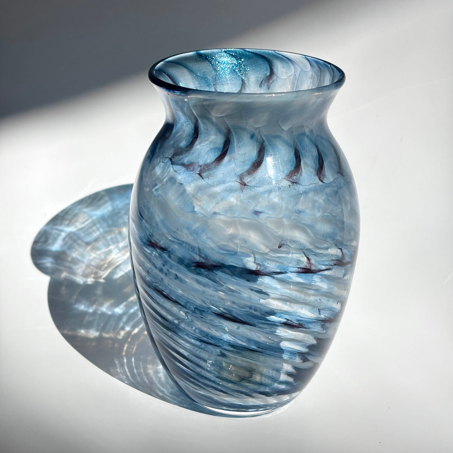 Handblown Glass Vase – Aquamarine Shimmer
