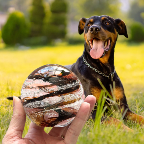 Capture the essence of your pet Glass memorial, Ashes in glass, pet memorial, custom color matched tribute, giveaway, free, glass orb, paperweight, tranquil swirl, infinity staircase double helix