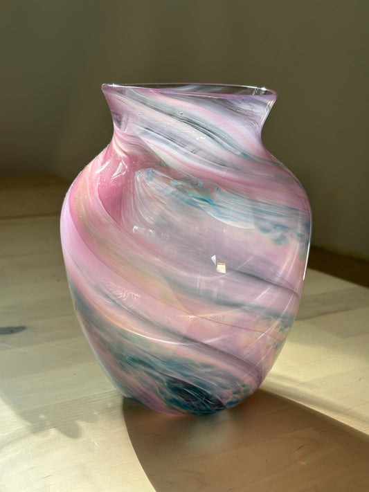 Handblown Glass Vase – Cotton Candy Sunset