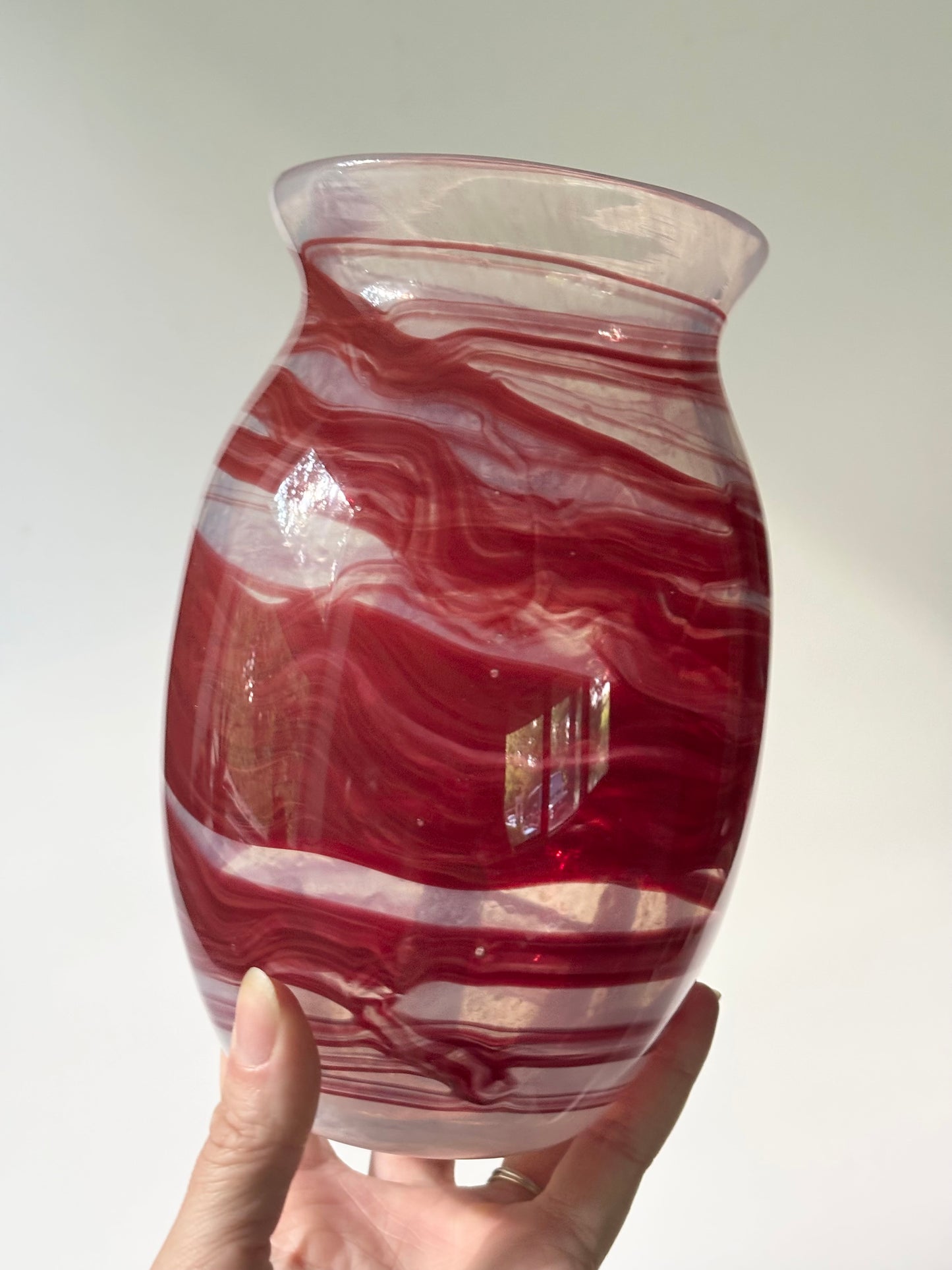 Handblown Glass Vase – Crimson Wave