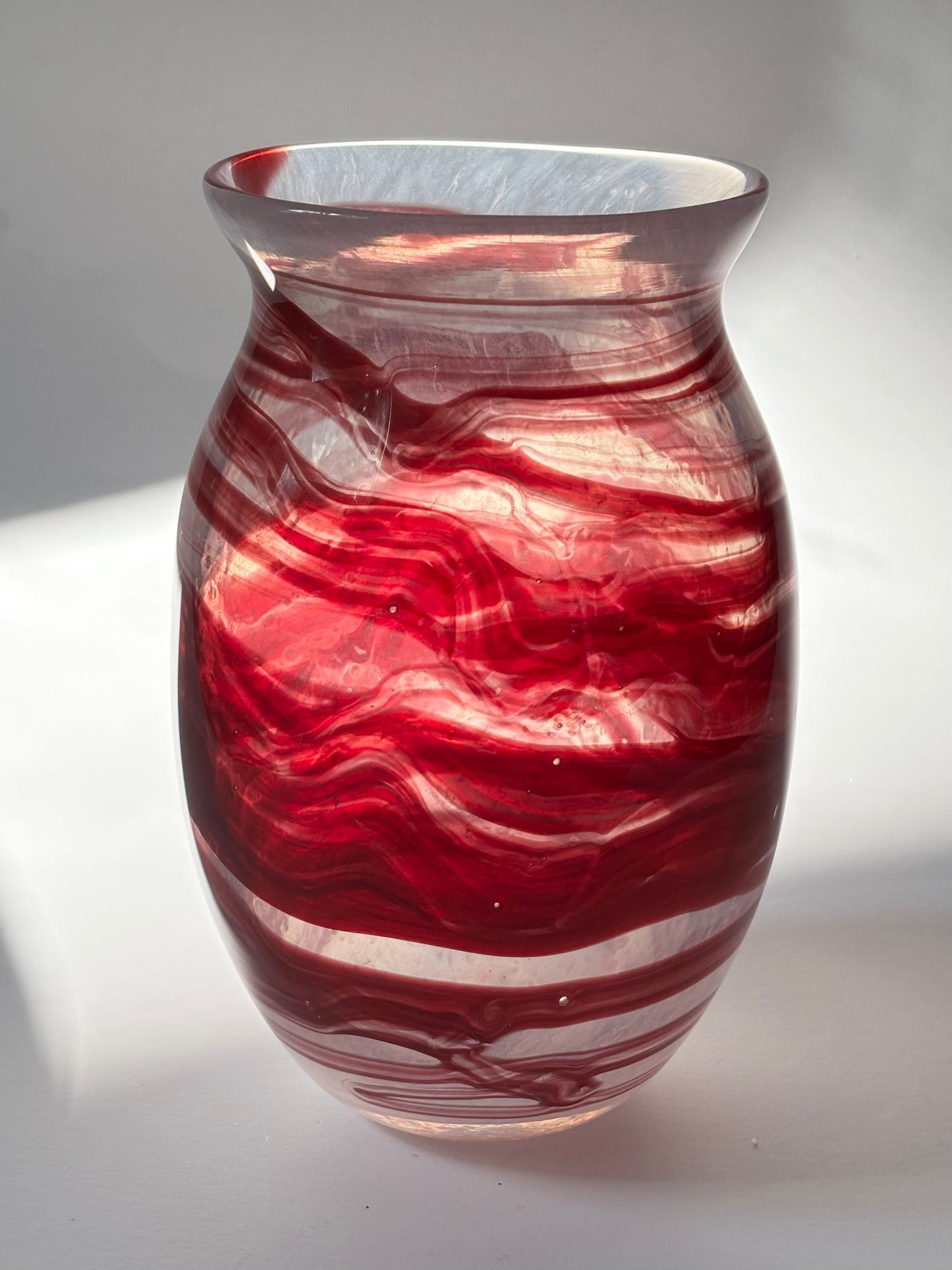 Handblown Glass Vase – Crimson Wave