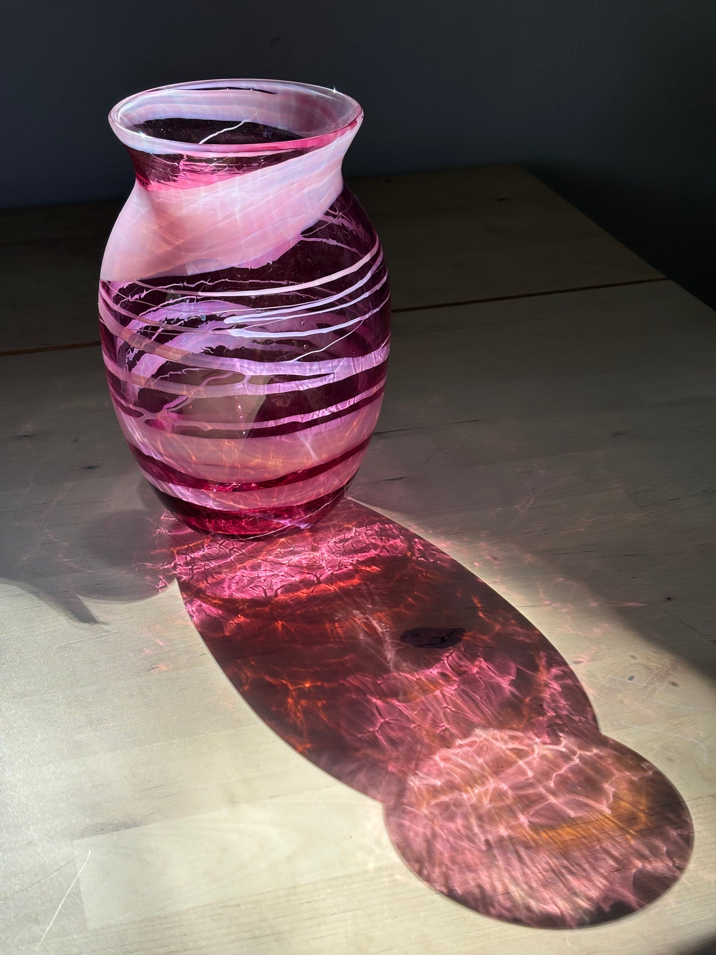 Handblown Glass Vase – Fuchsia Wave