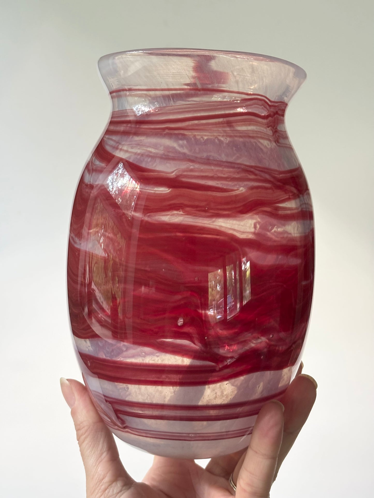 Handblown Glass Vase – Crimson Wave