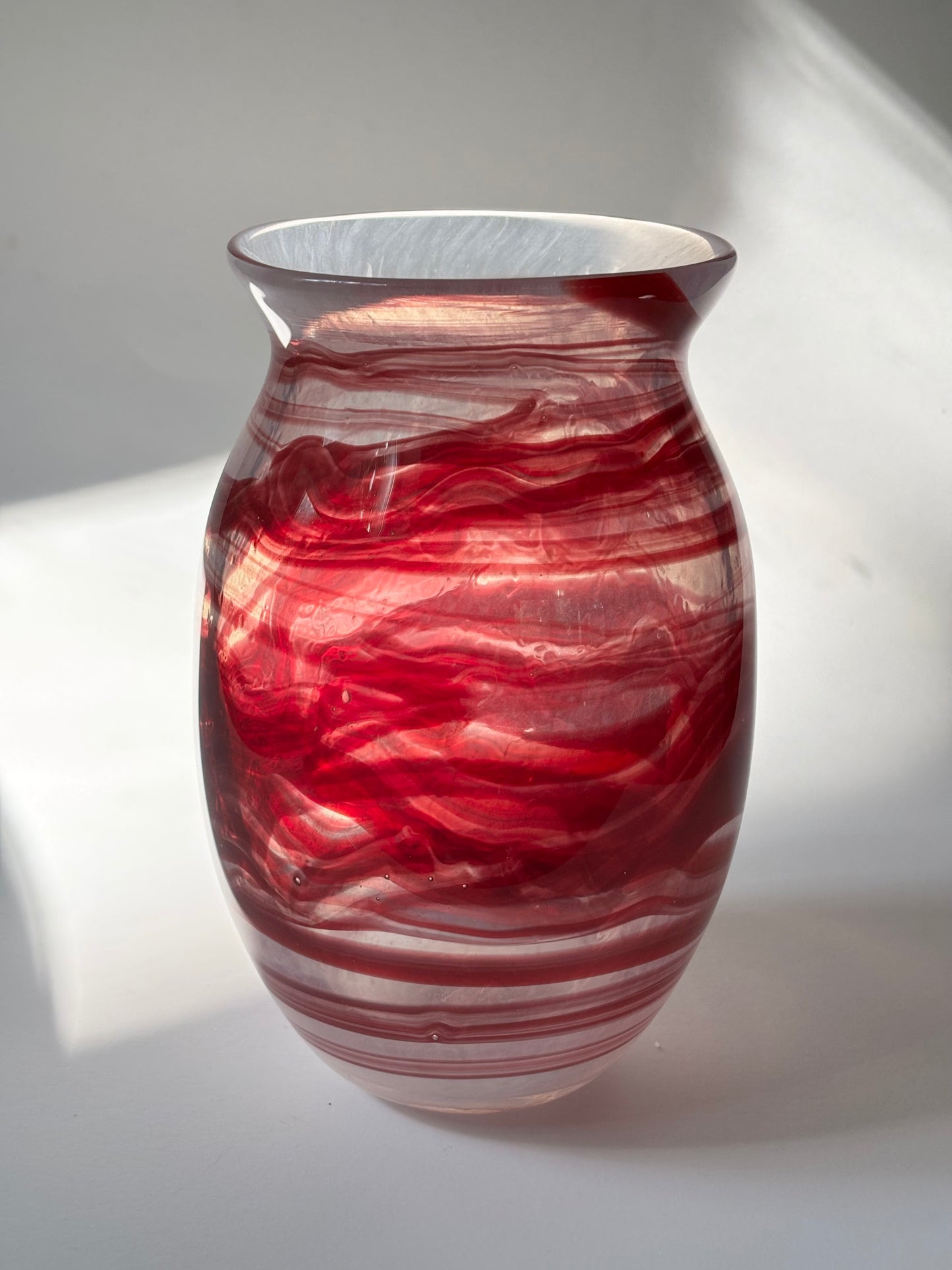 Handblown Glass Vase – Crimson Wave