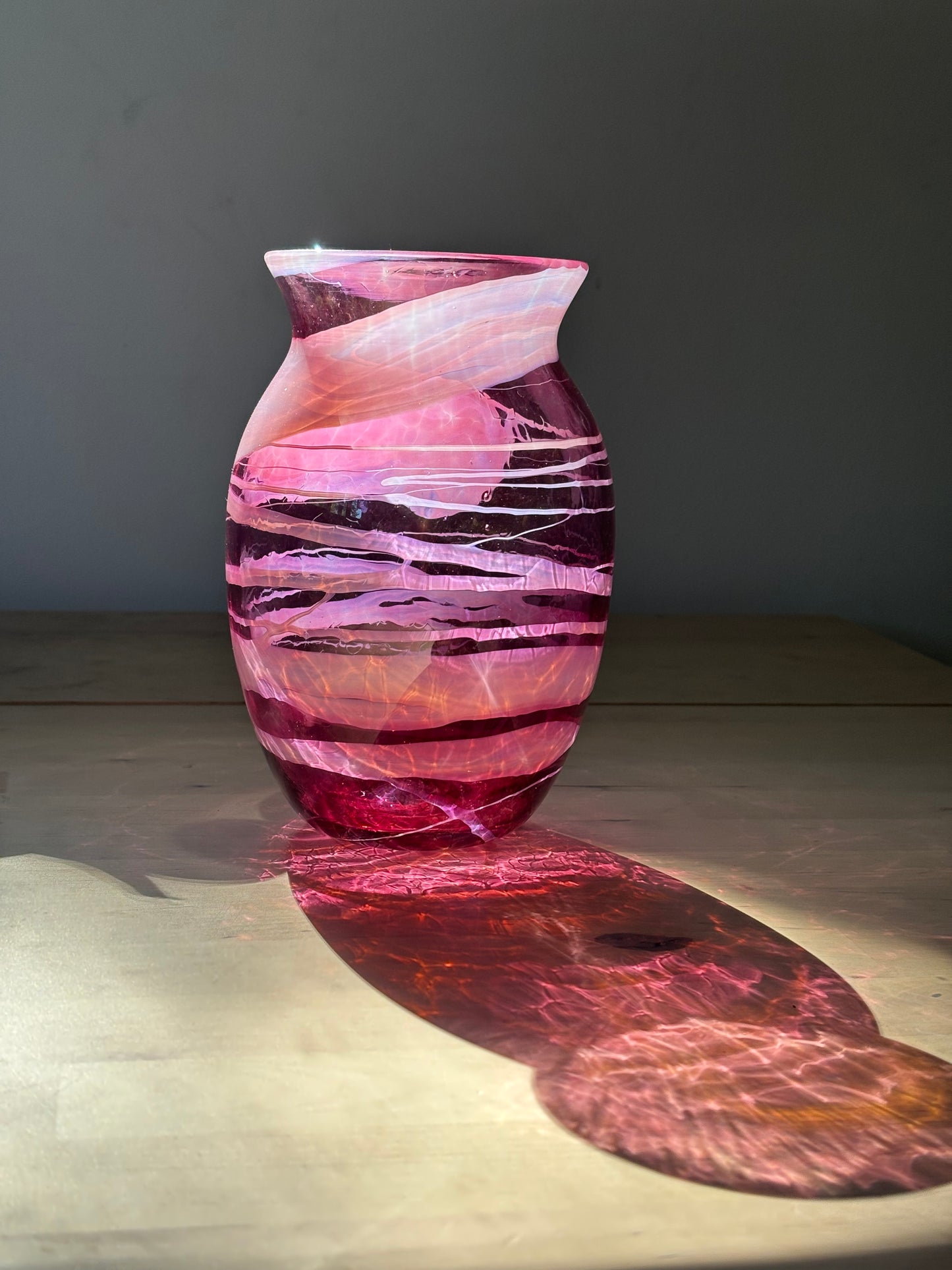 Handblown Glass Vase – Fuchsia Wave