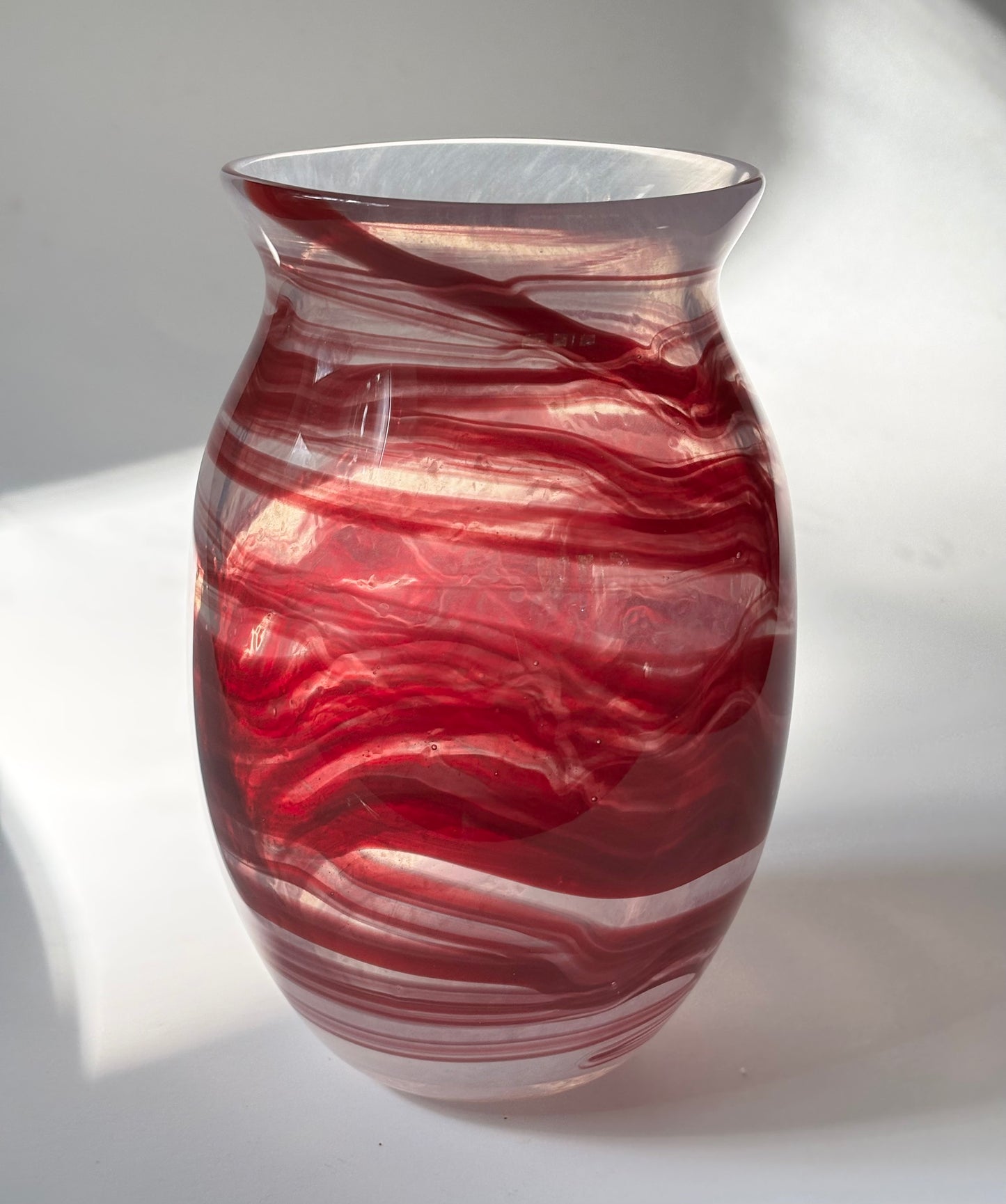 Handblown Glass Vase – Crimson Wave