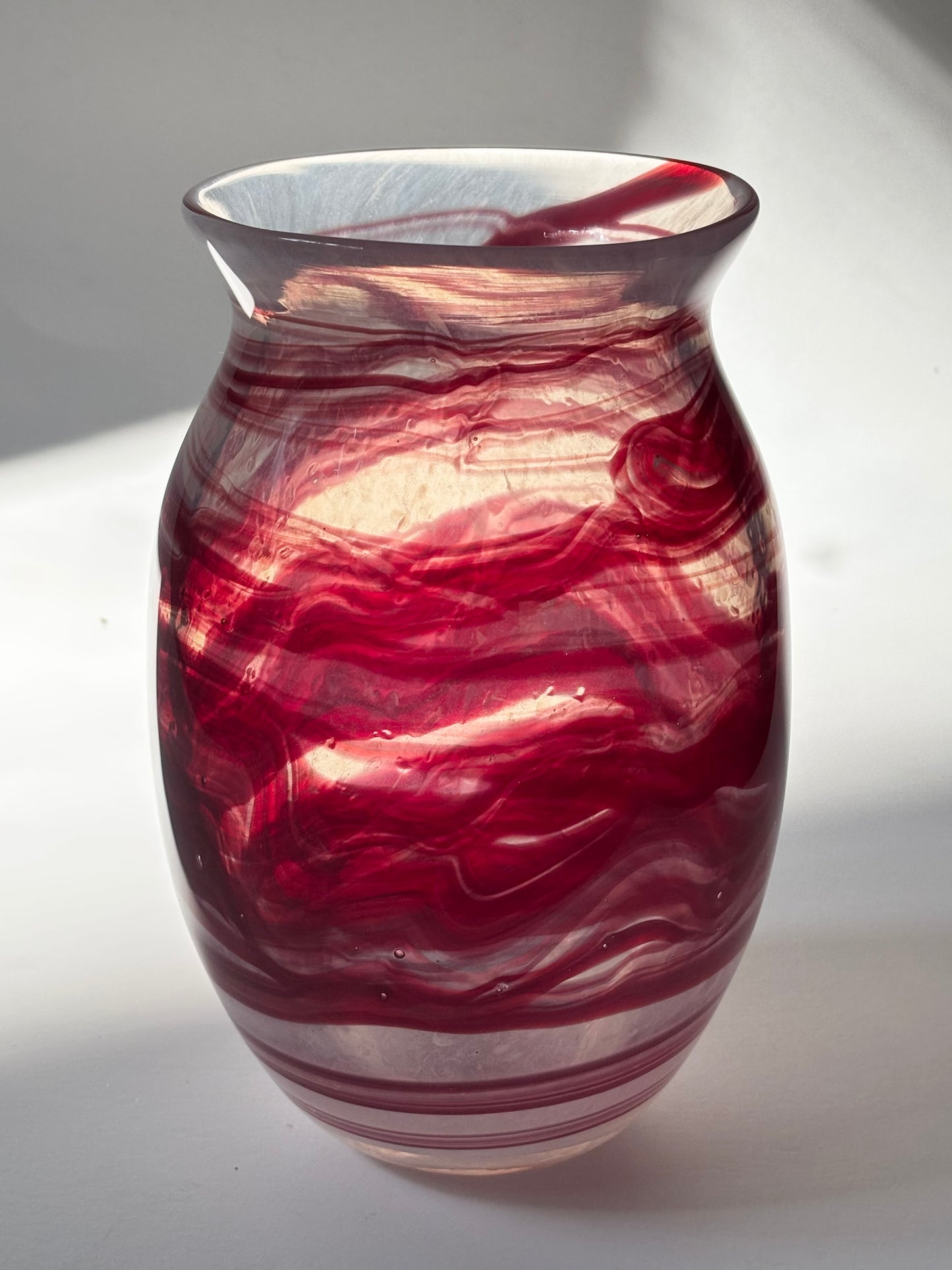 Handblown Glass Vase – Crimson Wave