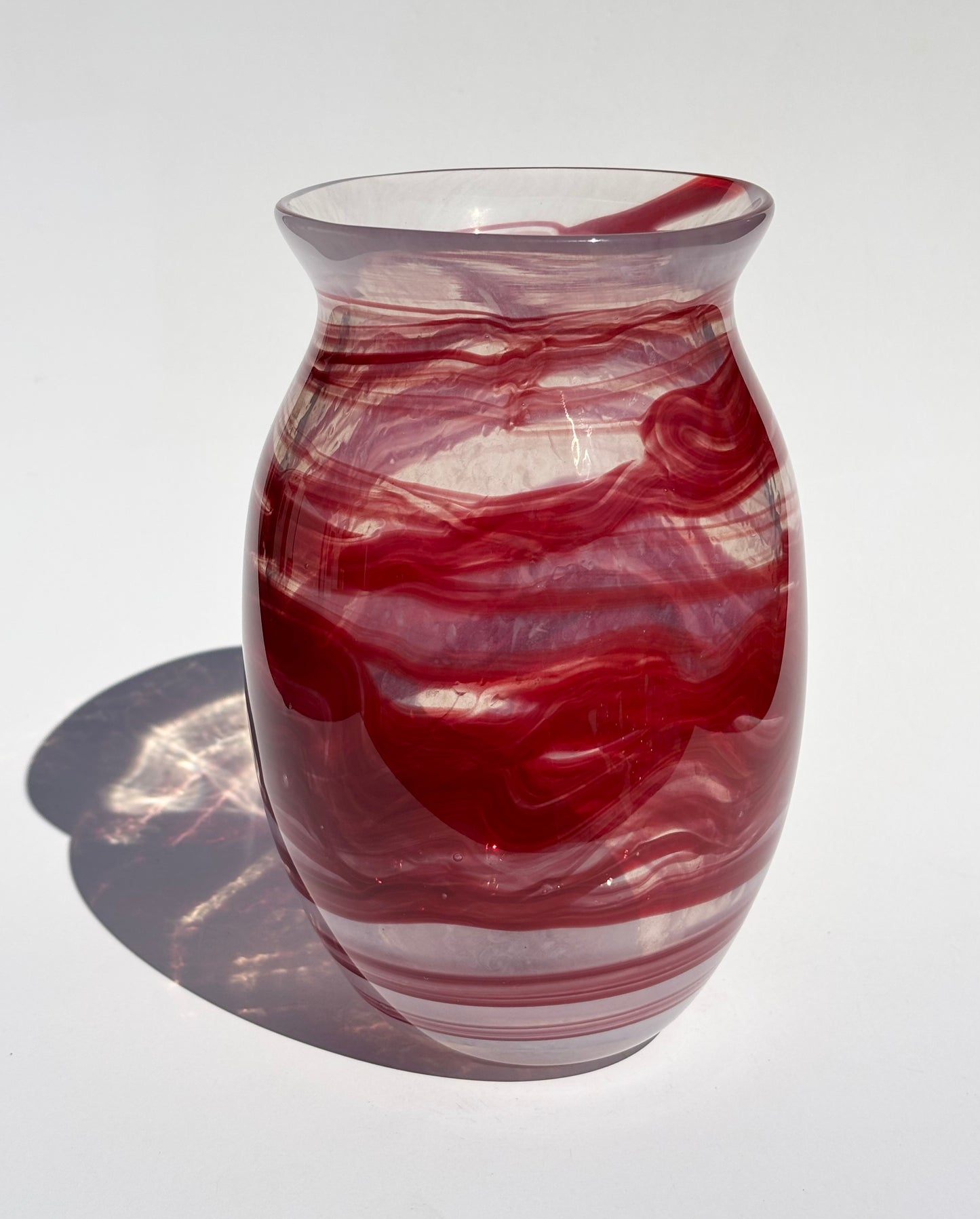 Handblown Glass Vase – Crimson Wave