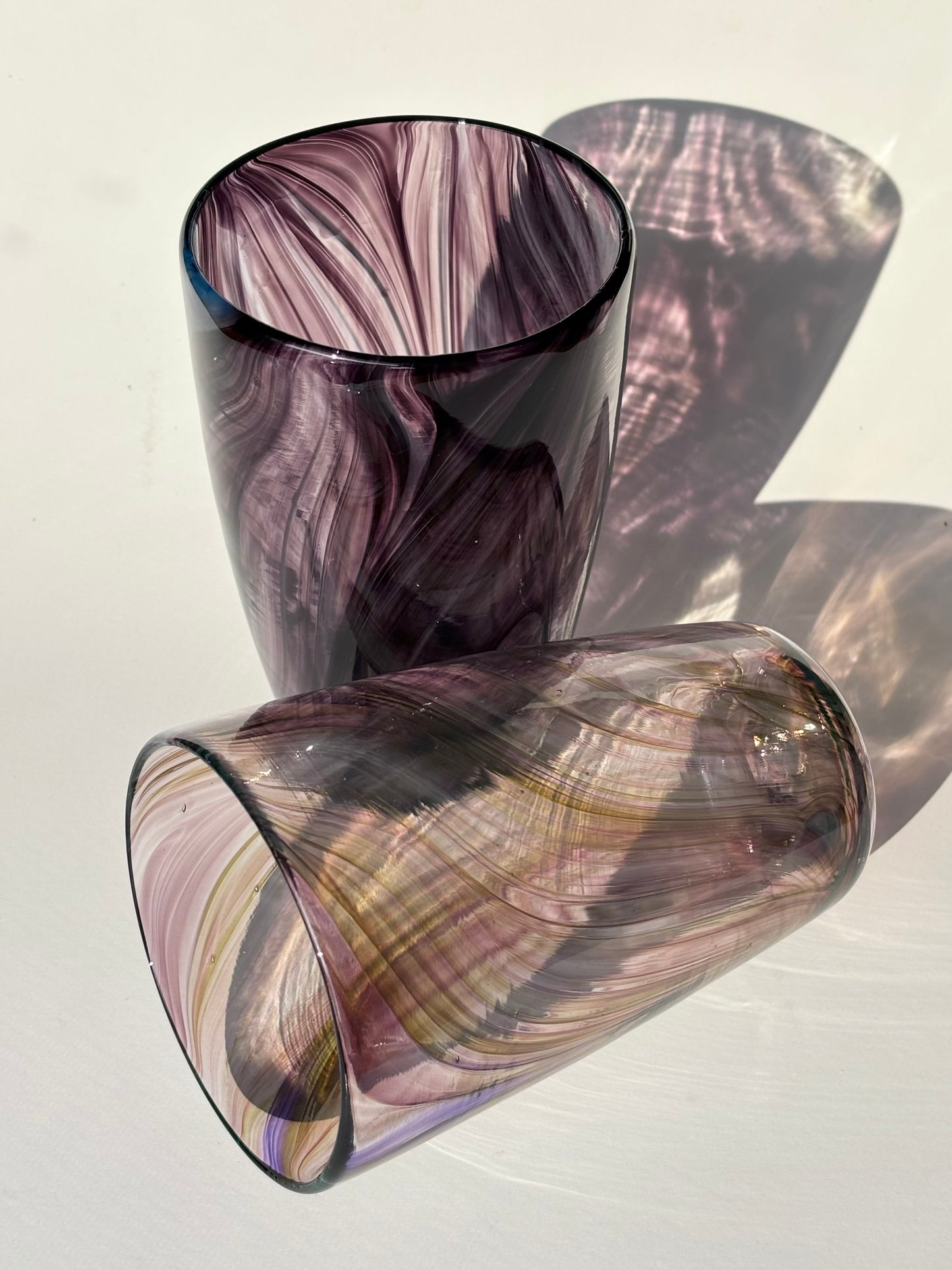 Feathered Pint Glasses – Black & Iris Violet