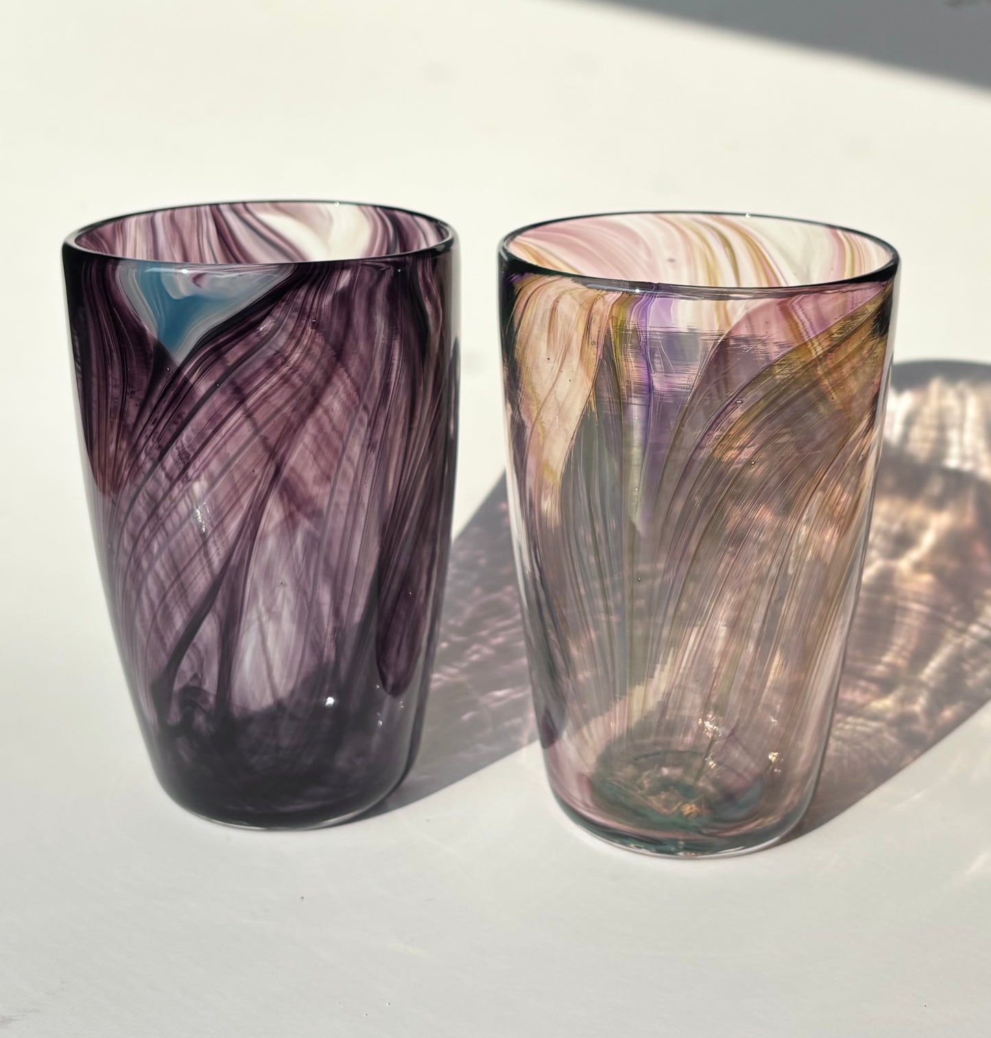Feathered Pint Glasses – Black & Iris Violet
