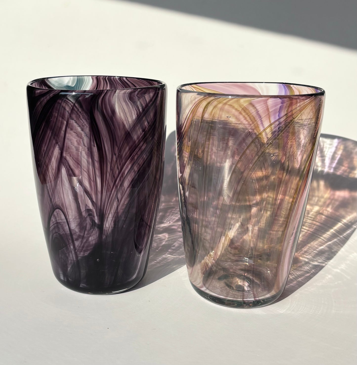 Feathered Pint Glasses – Black & Iris Violet