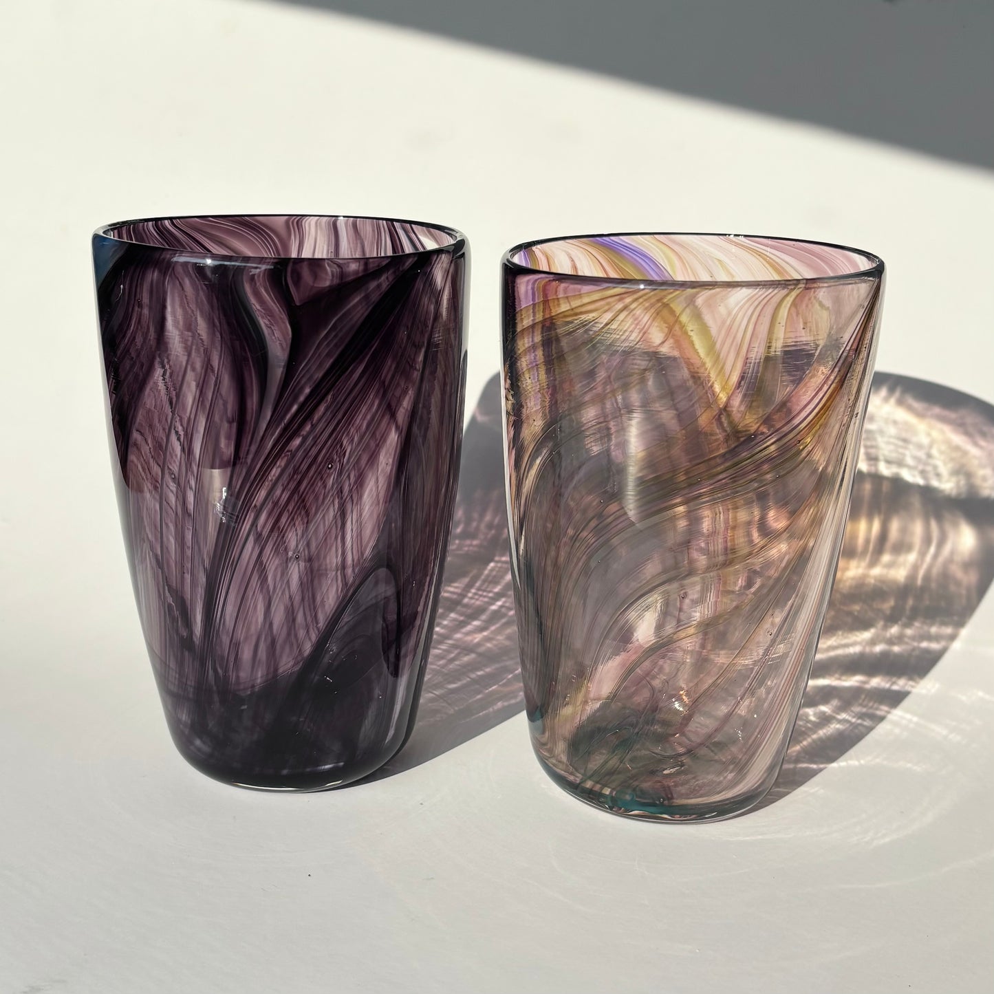 Feathered Pint Glasses – Black & Iris Violet