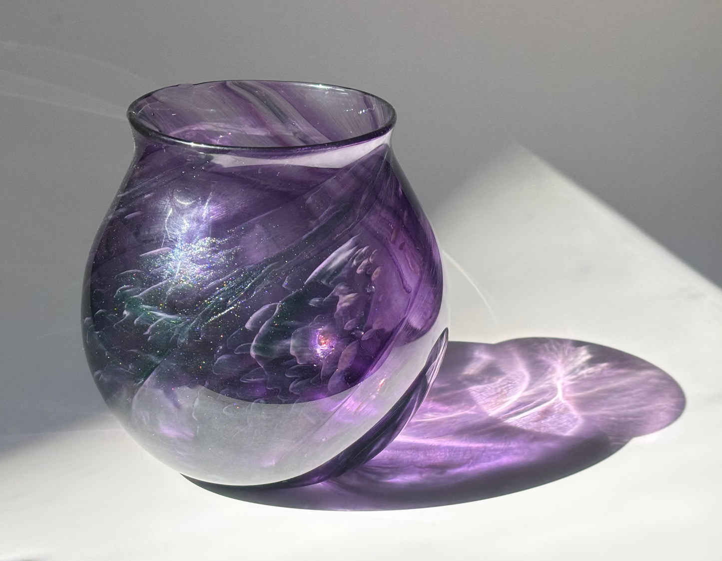 Handblown Glass Vase – Purple Shimmer