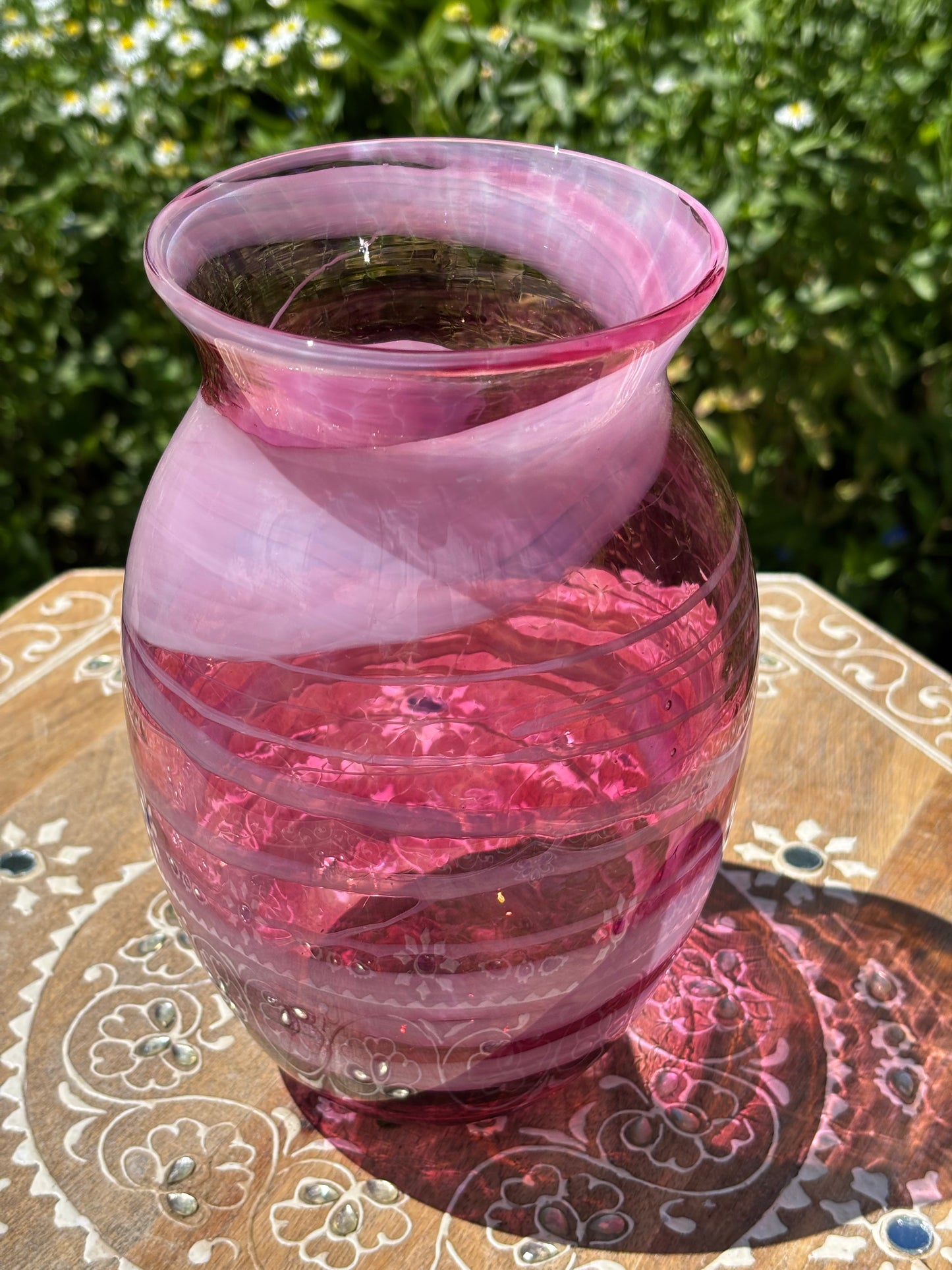 Handblown Glass Vase – Fuchsia Wave