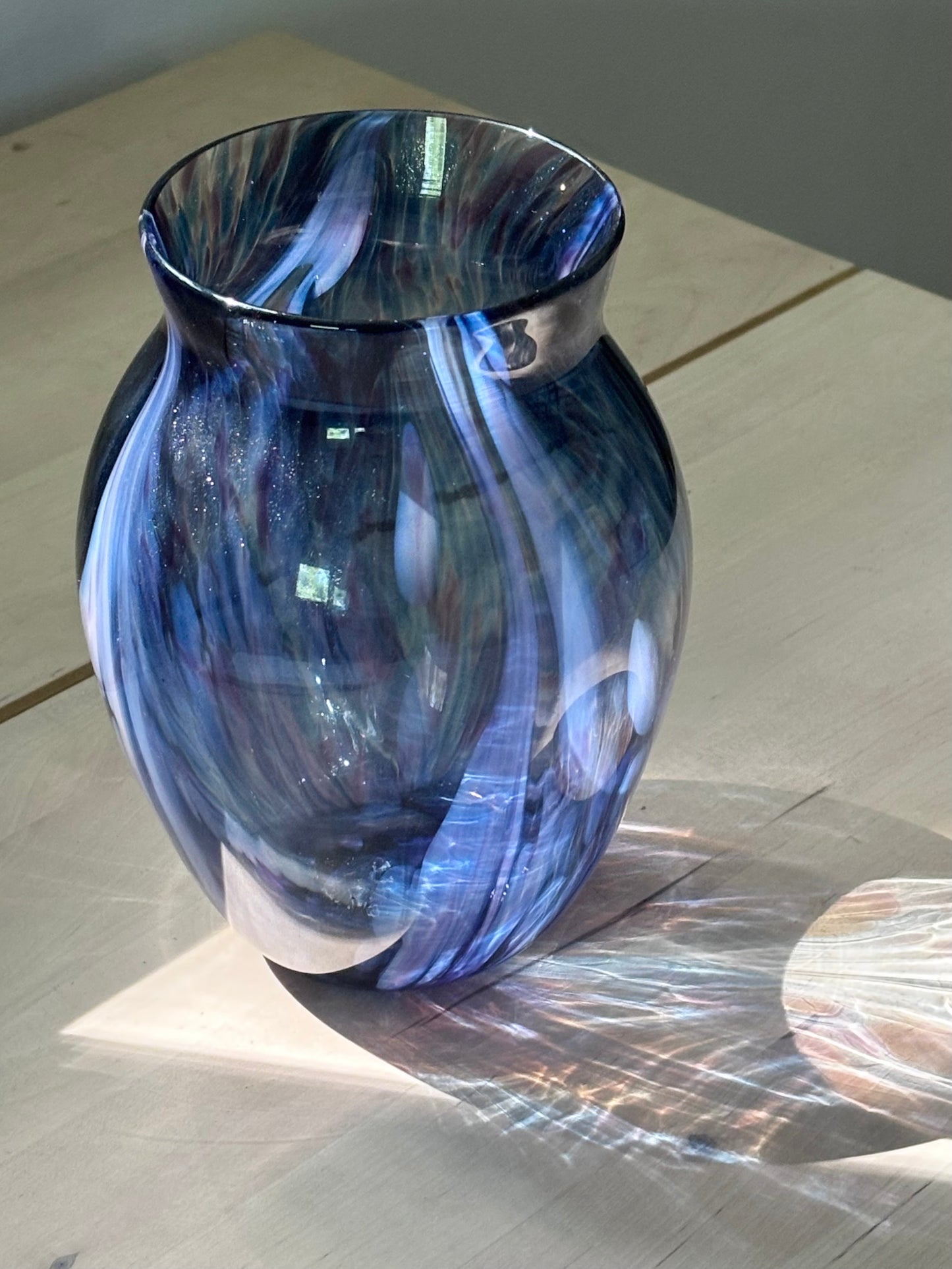 Handblown Glass Vase – Indigo Sparkle