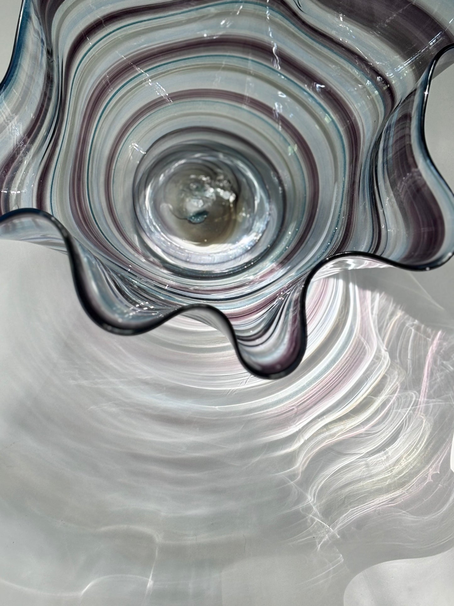 Flutter Bowl - Black & Blue Spiral