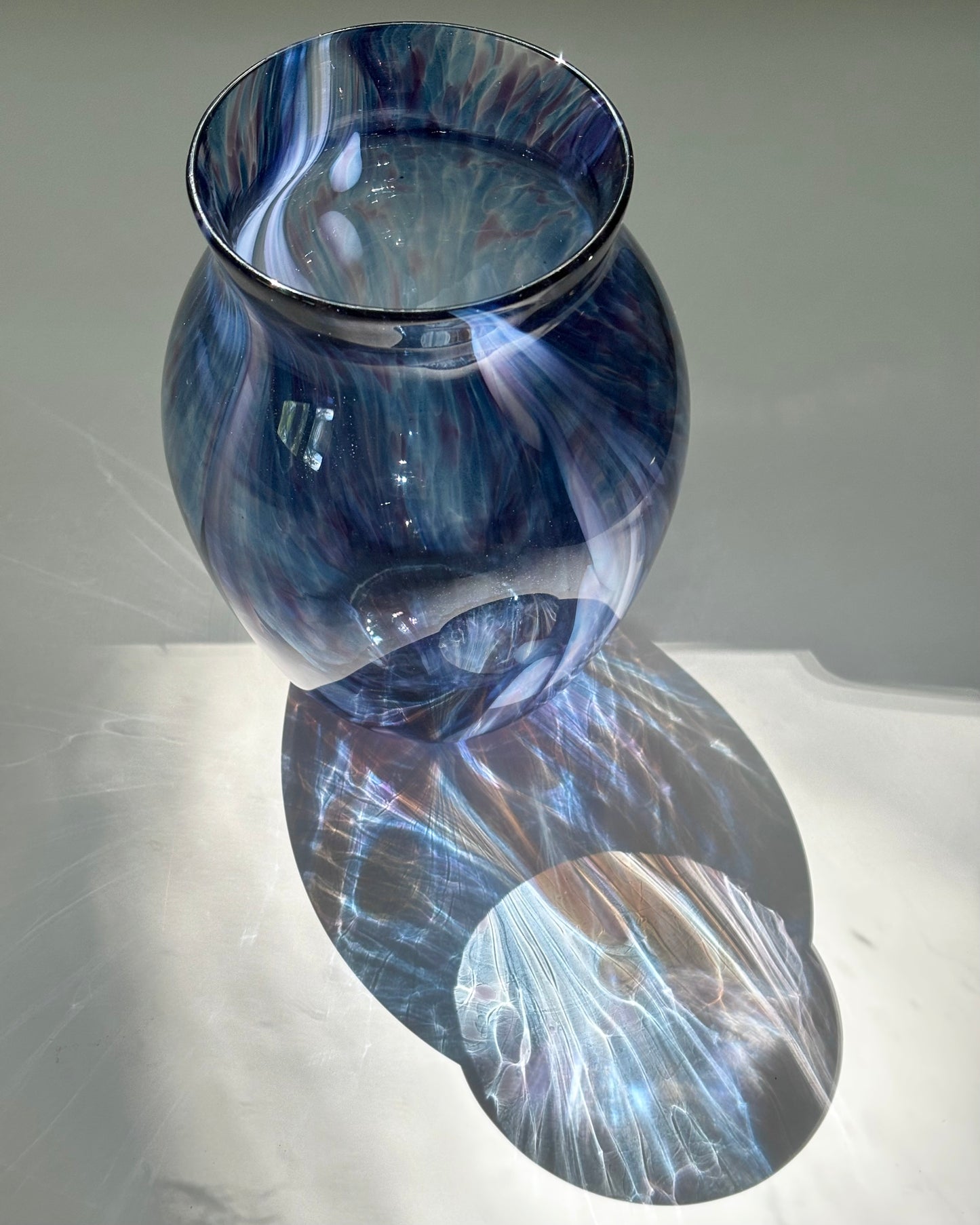 Handblown Glass Vase – Indigo Sparkle