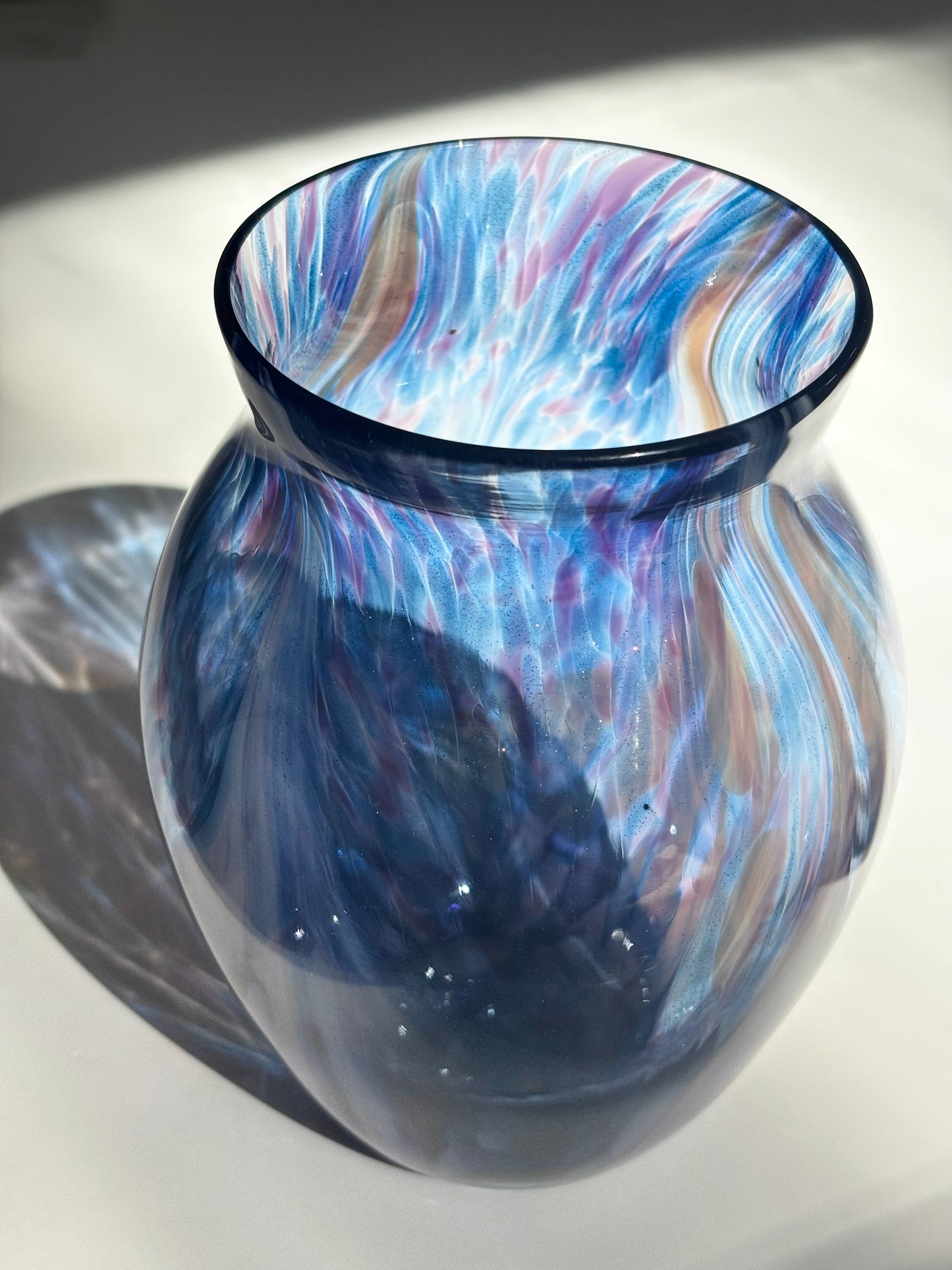 Handblown Glass Vase – Indigo Sparkle