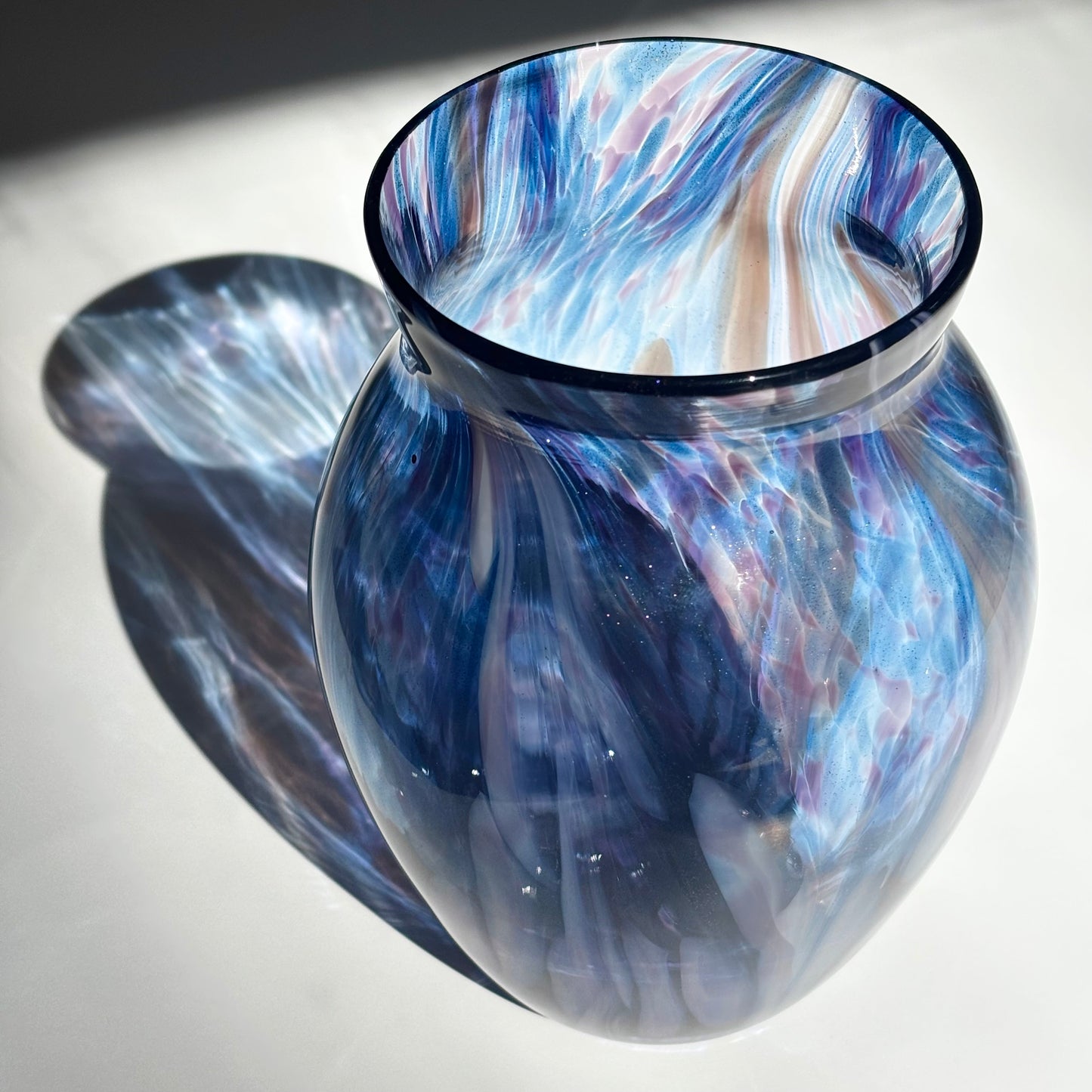 Handblown Glass Vase – Indigo Sparkle