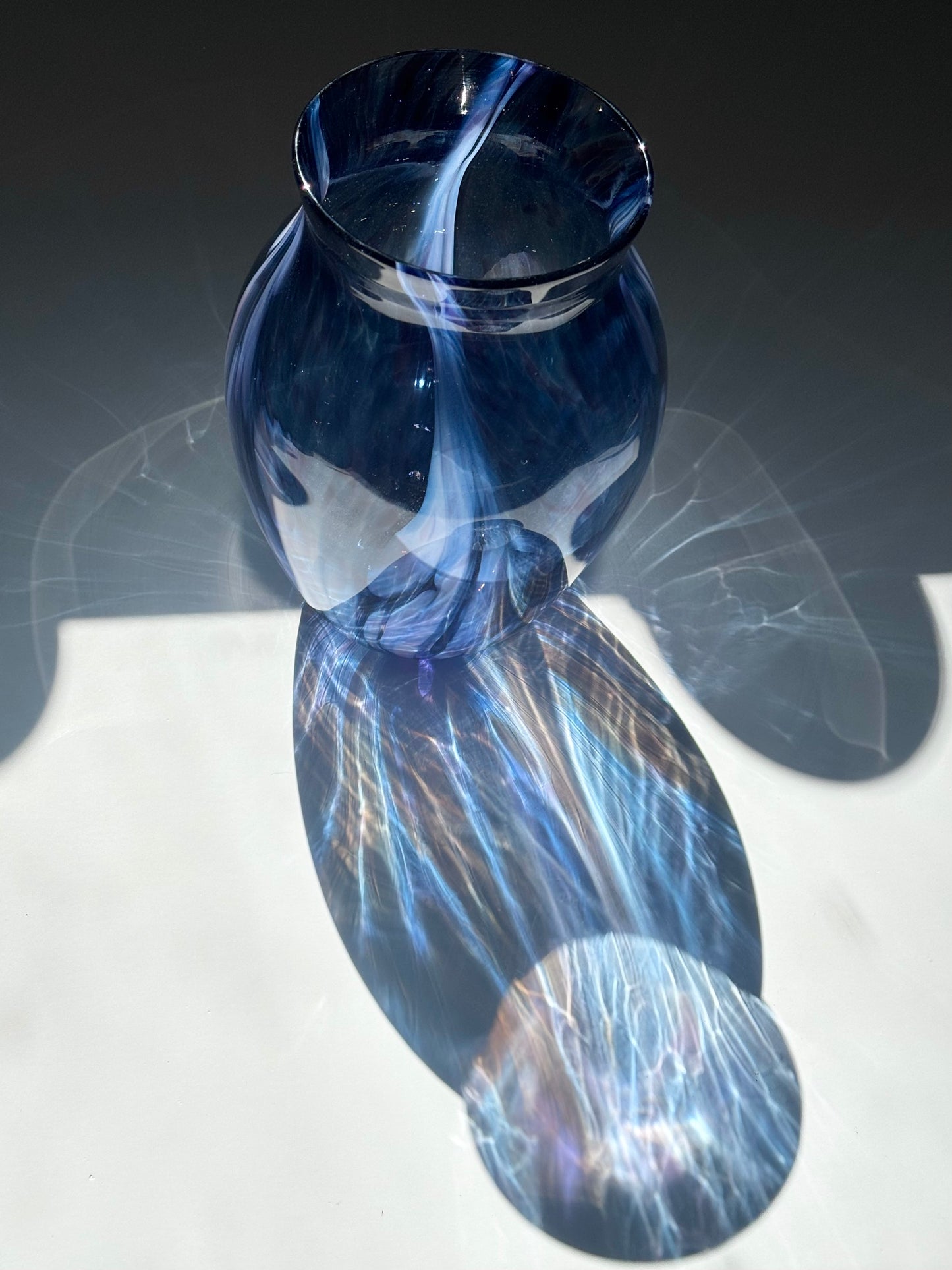 Handblown Glass Vase – Indigo Sparkle