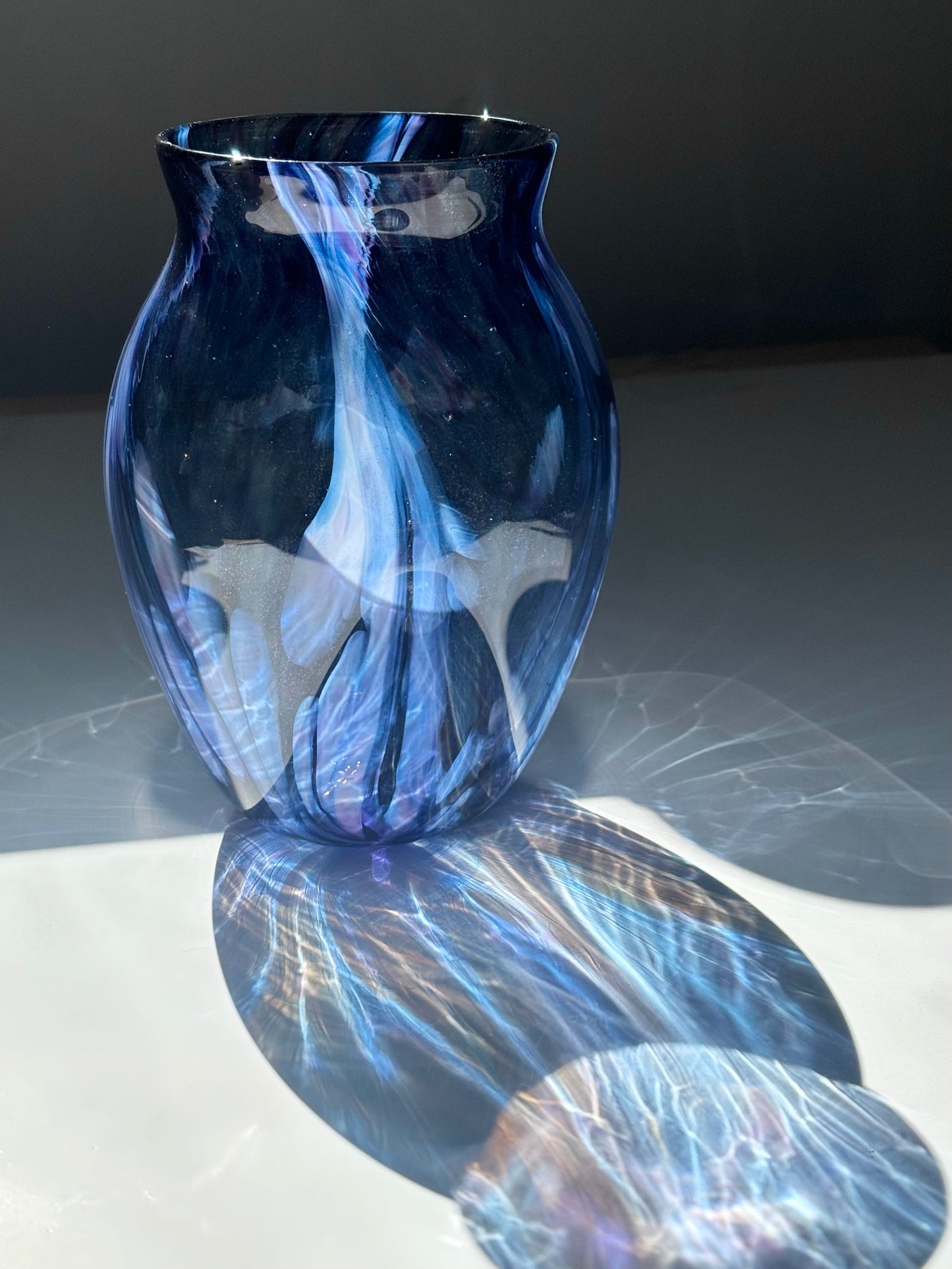 Handblown Glass Vase – Indigo Sparkle