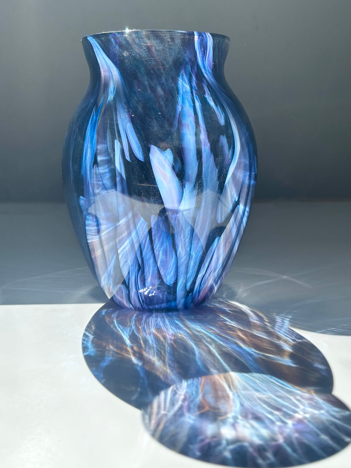 Handblown Glass Vase – Indigo Sparkle