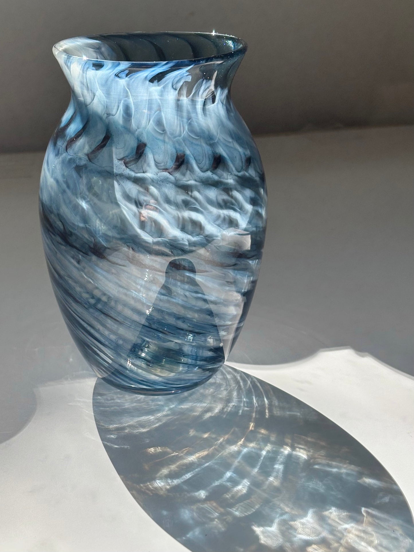 Handblown Glass Vase – Aquamarine Shimmer