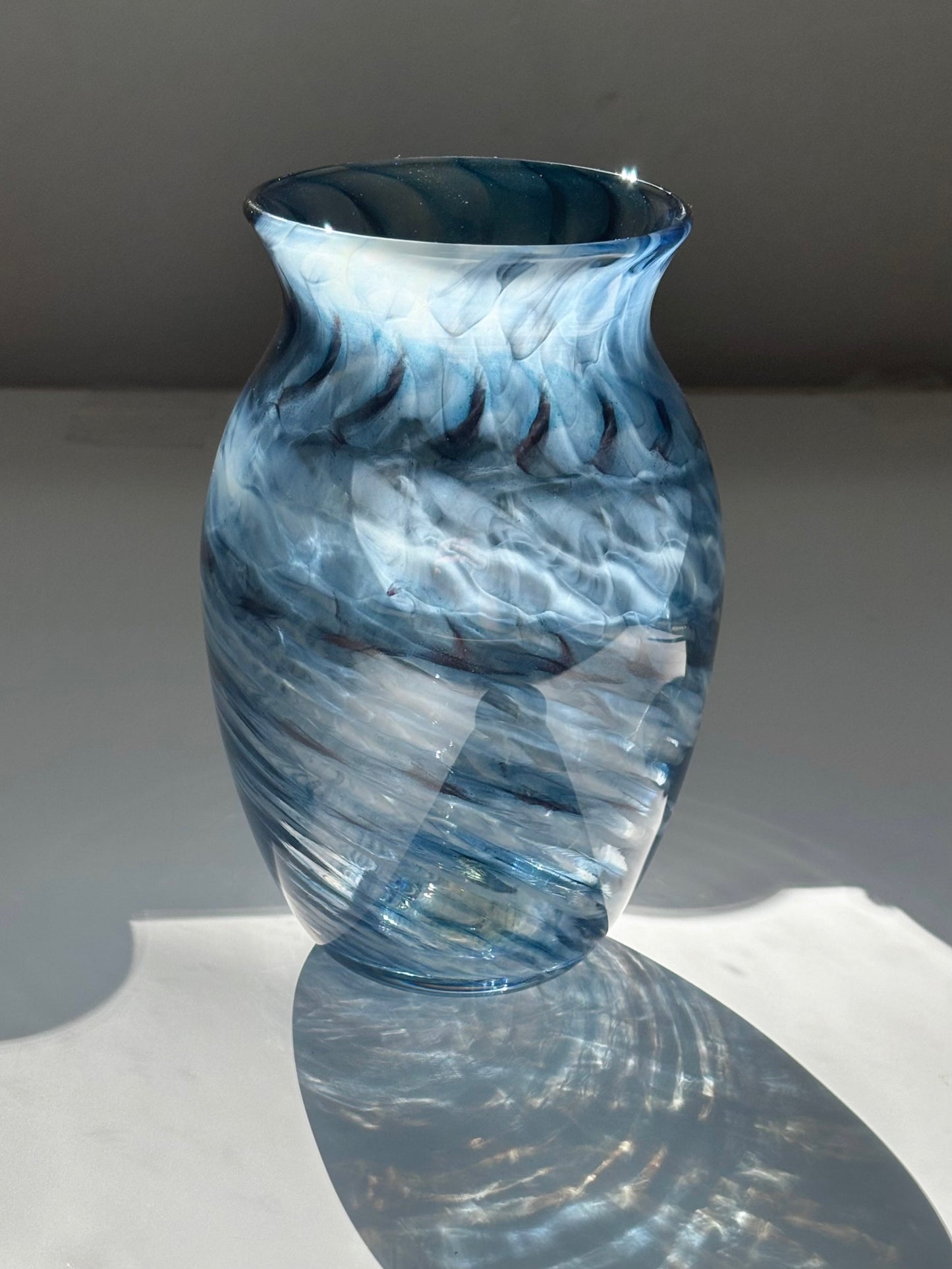 Handblown Glass Vase – Aquamarine Shimmer