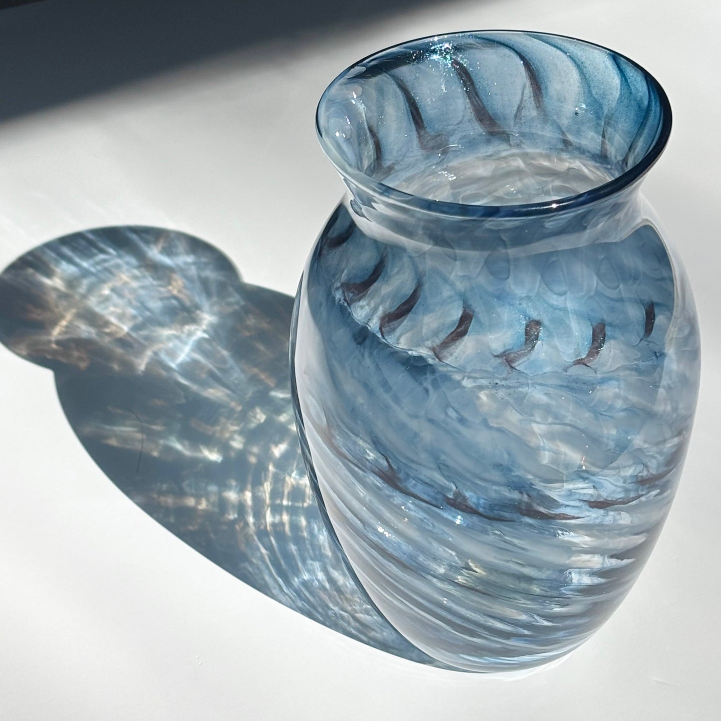 Handblown Glass Vase – Aquamarine Shimmer