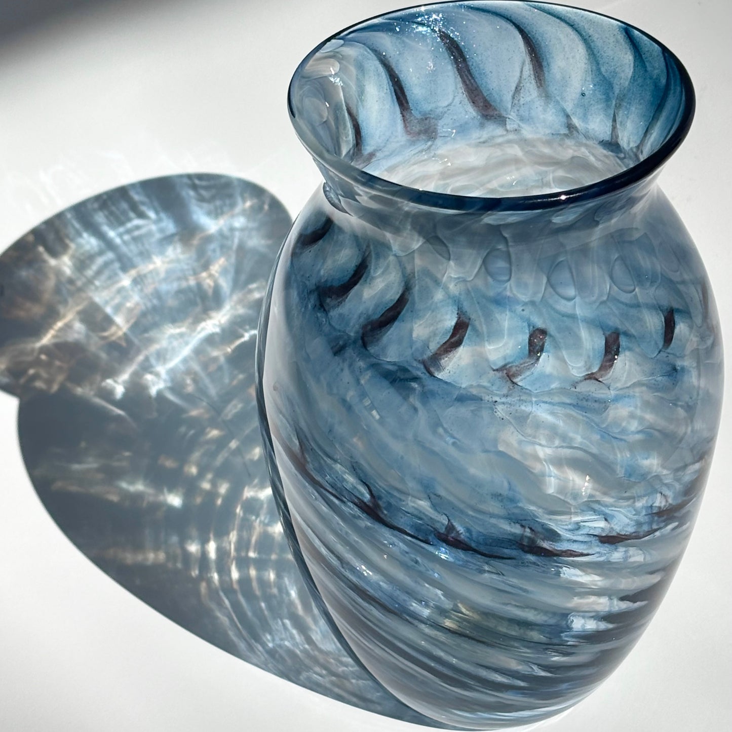 Handblown Glass Vase – Aquamarine Shimmer