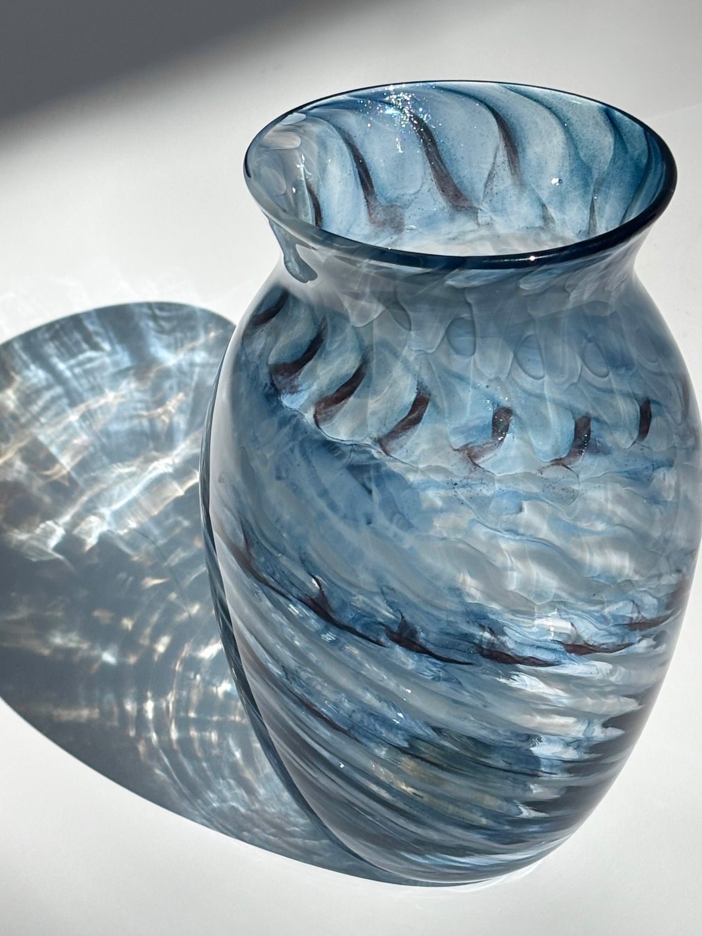 Handblown Glass Vase – Aquamarine Shimmer