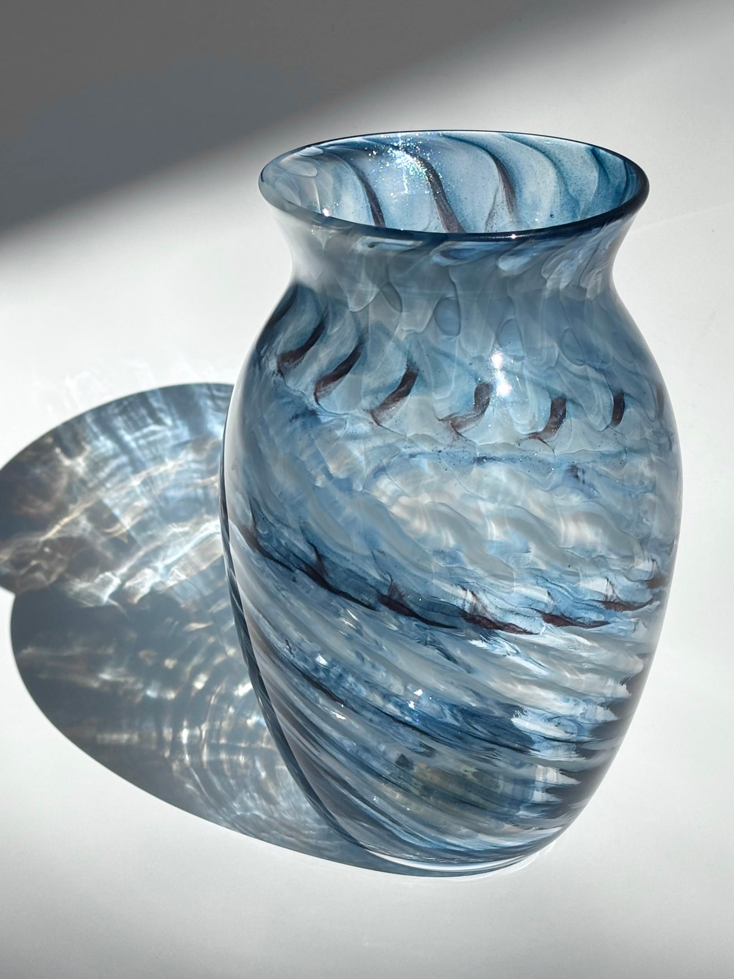 Handblown Glass Vase – Aquamarine Shimmer
