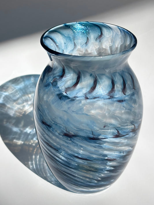 Handblown Glass Vase – Aquamarine Shimmer