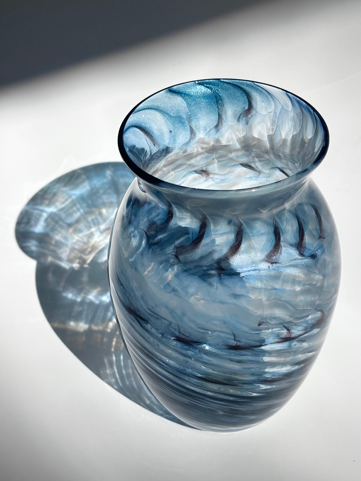 Handblown Glass Vase – Aquamarine Shimmer