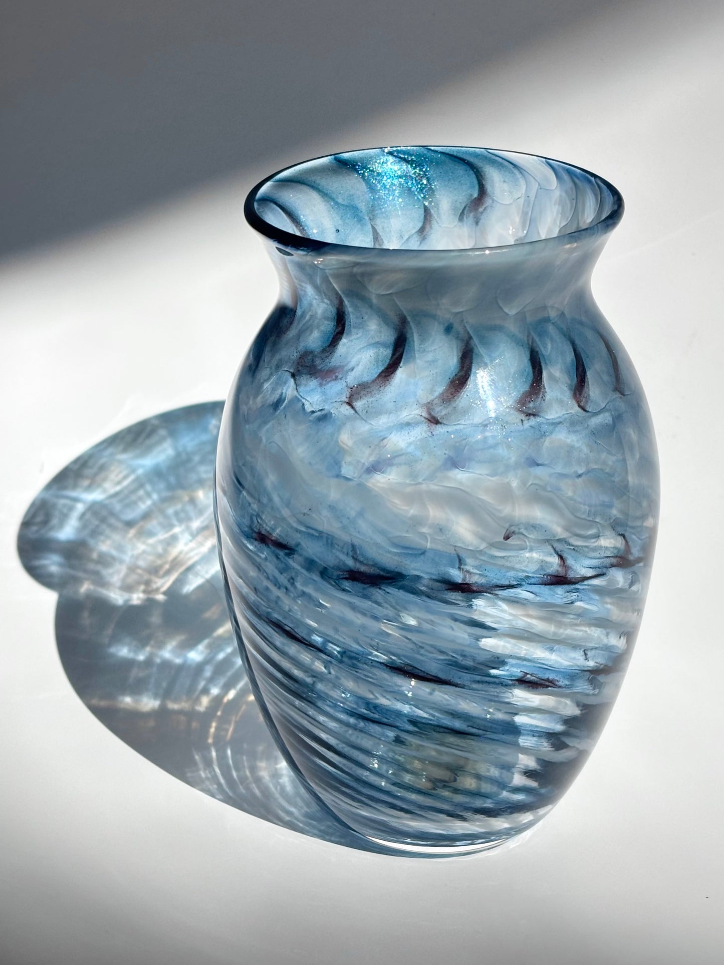 Handblown Glass Vase – Aquamarine Shimmer
