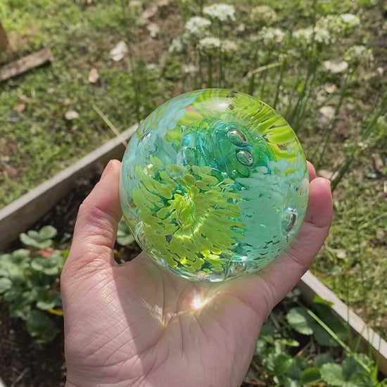 eternal garden sample without cremains in 
aqua and green 
