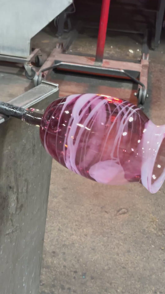 Handblown Glass Vase – Fuchsia Wave